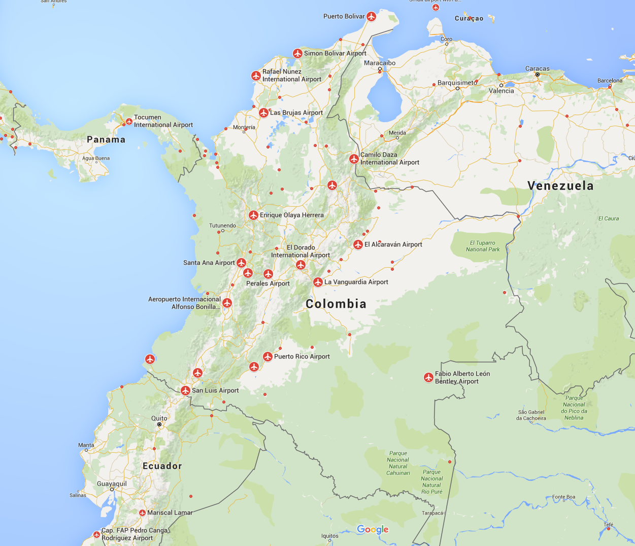 COLOMBIA AIRPORTS MAP